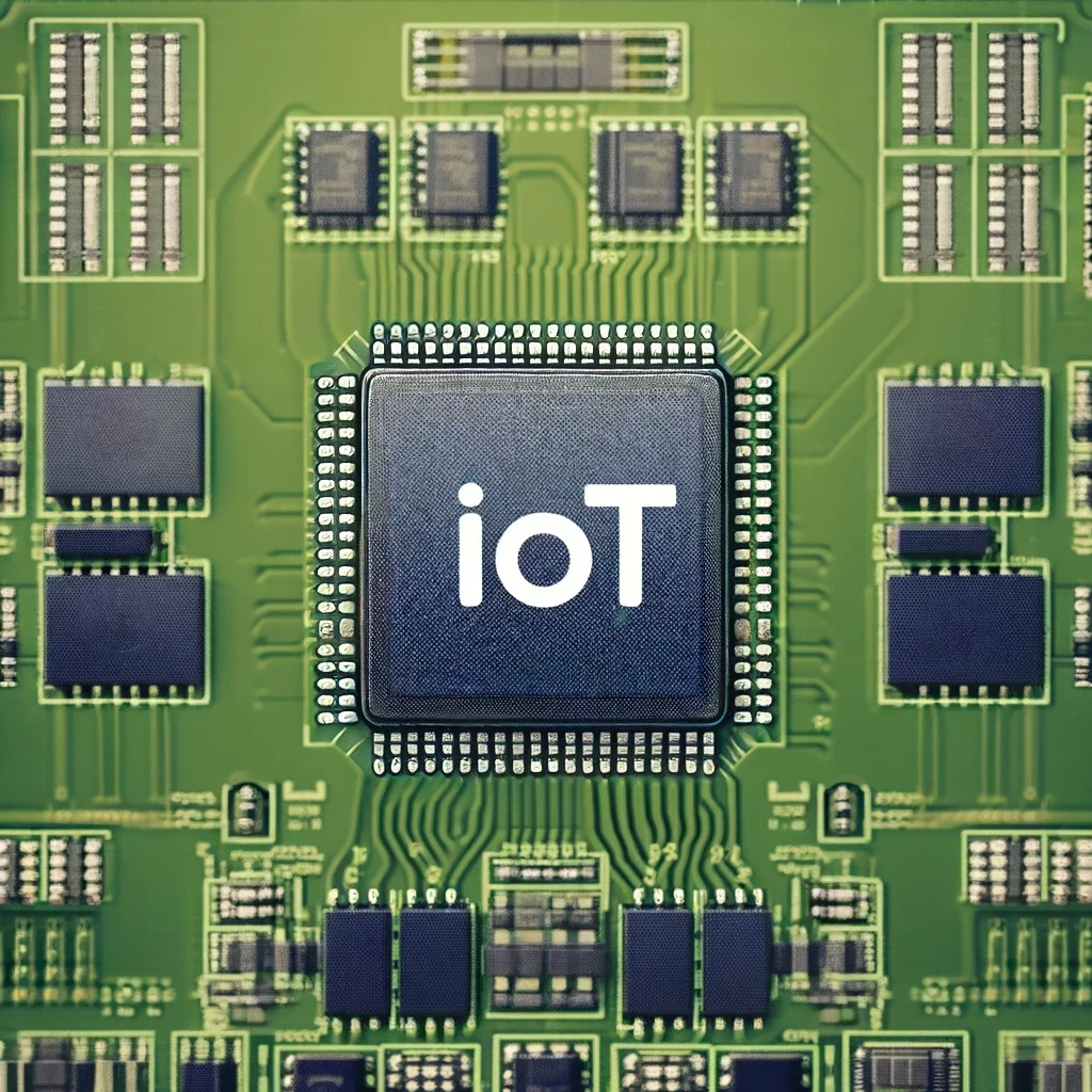 IOT PCB showing a MCU with IOT label